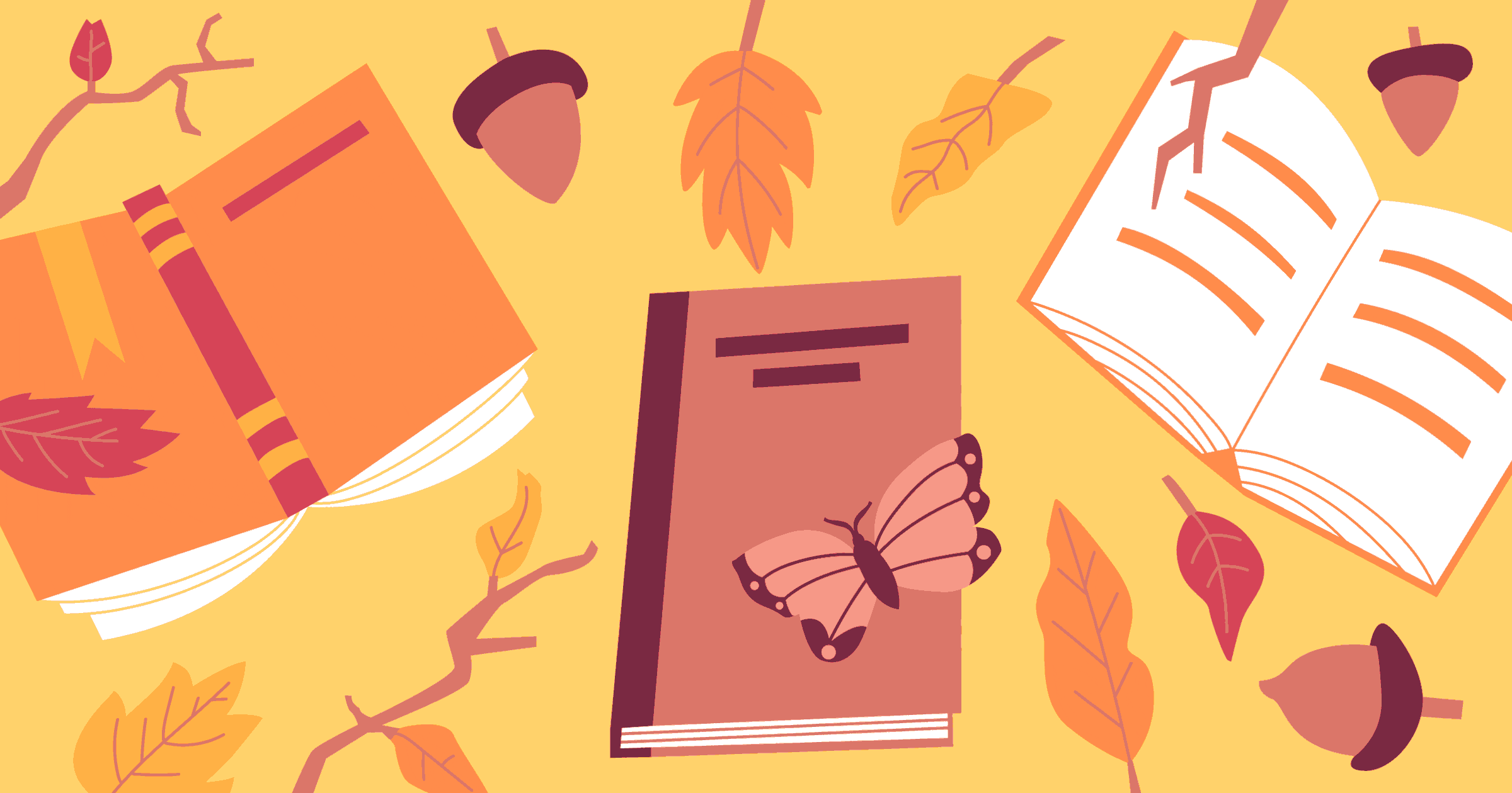 books and leaves